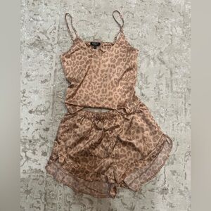 Express Leopard Print Satin Sleepwear Set